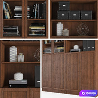 Rack Billy / Oksberg Ikea with doors and open shelves. Combination-2. 3D Model Vray, Corona