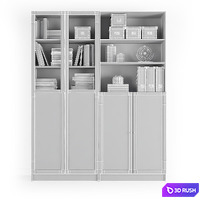 Rack Billy / Oksberg Ikea with doors and open shelves. Combination-2. 3D Model Vray, Corona