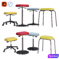 Steelcase - B - Free Sit Stand Collection 3D Model Vray, Corona