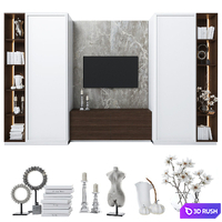 Cabinet with TV area 4 3D Model Vray