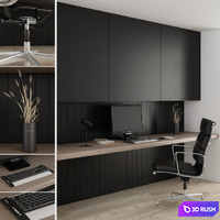 Office furniture black 3D Model Vray, Corona