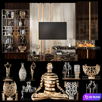 TV Wall Units set 02 3D Model Vray