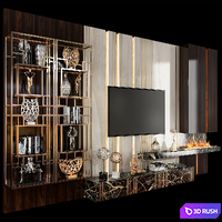 TV Wall Units set 02 3D Model Vray