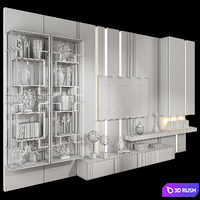 TV Wall Units set 02 3D Model Vray