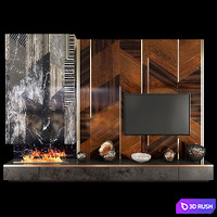 TV Wall Units Set 04 3D Model Vray