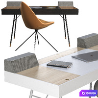 Writing desk BoConcept Cupertino + chair BoConcept Ottawa 3D Model Corona