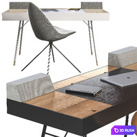 Writing desk BoConcept Cupertino + chair BoConcept Ottawa 3D Model Corona