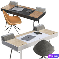 Writing desk BoConcept Cupertino + chair BoConcept Ottawa 3D Model Corona