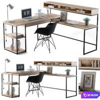 Home Office Loft Style-04 3D Model Vray, Corona