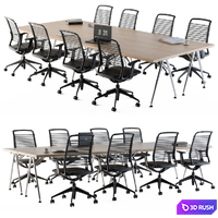 Conference Table Set For Office 3D Model Vray, Corona