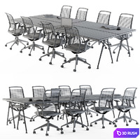 Conference Table Set For Office 3D Model Vray, Corona