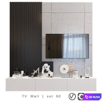 TV Wall | Set 60 3D Model Vray, Corona
