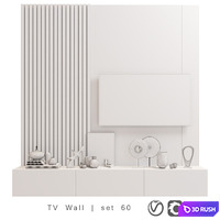 TV Wall | Set 60 3D Model Vray, Corona