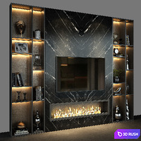 TV Wall Set 65 3D Model Vray