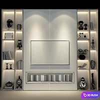 TV Wall Set 65 3D Model Vray
