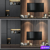 TV Wall Set 138 3D Model Vray