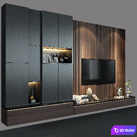 TV Wall Set 138 3D Model Vray