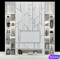 TV Wall Set 68 3D Model Vray