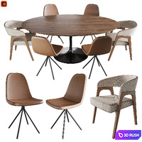 Table Tulip chairs Salerno and Bern Deephouse 3D Model Corona