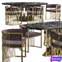 Exclusive Italian High End Oval Marble Dining Set 3D Model Vray
