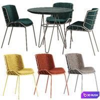 Traba SKIN MET RED CHAIR TABLE GIACOMO CATTANI 3D Model Corona
