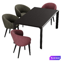 Expormim Kotai dining set 3D Model Vray, Corona