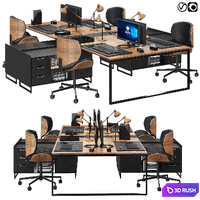 Office furniture set 02 3D Model Vray, Corona