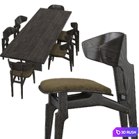 Okha Basilisk chair / Okha Bison table 3D Model Vray