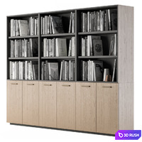 Simple Library with black and white Books 3D Model Vray, Corona
