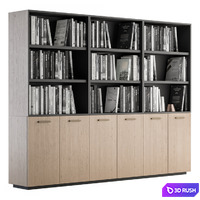 Simple Library with black and white Books 3D Model Vray, Corona
