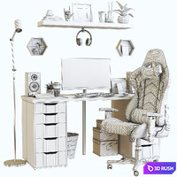 IKEA office workplace 35 3D Model Vray, Corona