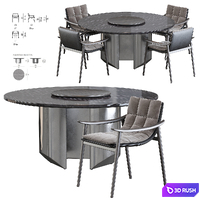 Minotti Fynn Chair and wedge table 3D Model Corona
