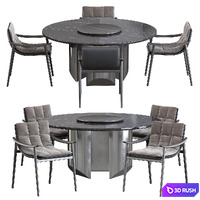 Minotti Fynn Chair and wedge table 3D Model Corona