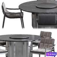 Minotti Fynn Chair and wedge table 3D Model Corona