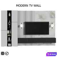 Modern_tv_wall_17 3D Model Vray, Corona