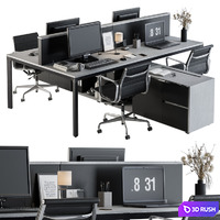Office Furniture - employee Set 16 3D Model Vray, Corona