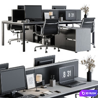 Office Furniture - employee Set 16 3D Model Vray, Corona