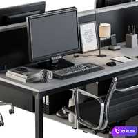 Office Furniture - employee Set 16 3D Model Vray, Corona