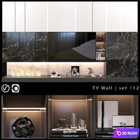 TV Wall | Set 112 3D Model Vray, Corona