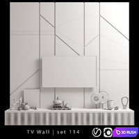 TV Wall | Set 114 3D Model Vray, Corona