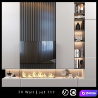 TV Wall | Set 117 3D Model Vray, Corona