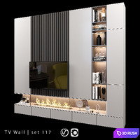 TV Wall | Set 117 3D Model Vray, Corona