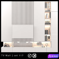 TV Wall | Set 117 3D Model Vray, Corona