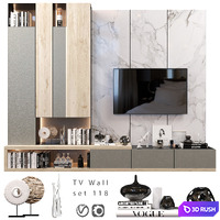 TV Wall | Set 118 3D Model Vray, Corona