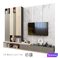 TV Wall | Set 118 3D Model Vray, Corona