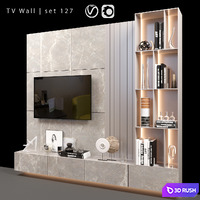 TV Wall | Set 127 3D Model Vray, Corona