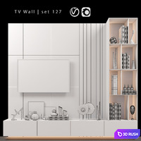 TV Wall | Set 127 3D Model Vray, Corona