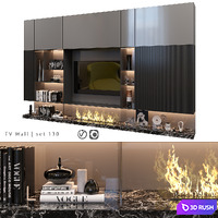 TV Wall | Set 130 3D Model Vray, Corona
