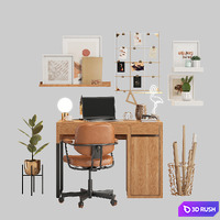 Ikea office workplace 3D Model Vray