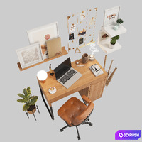 Ikea office workplace 3D Model Vray